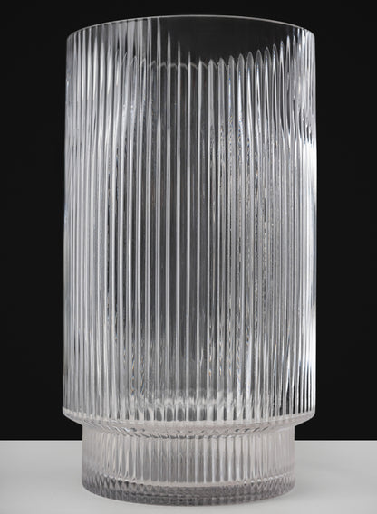 11in Tall Pleated Glass Cylinder Decor Jamali Garden