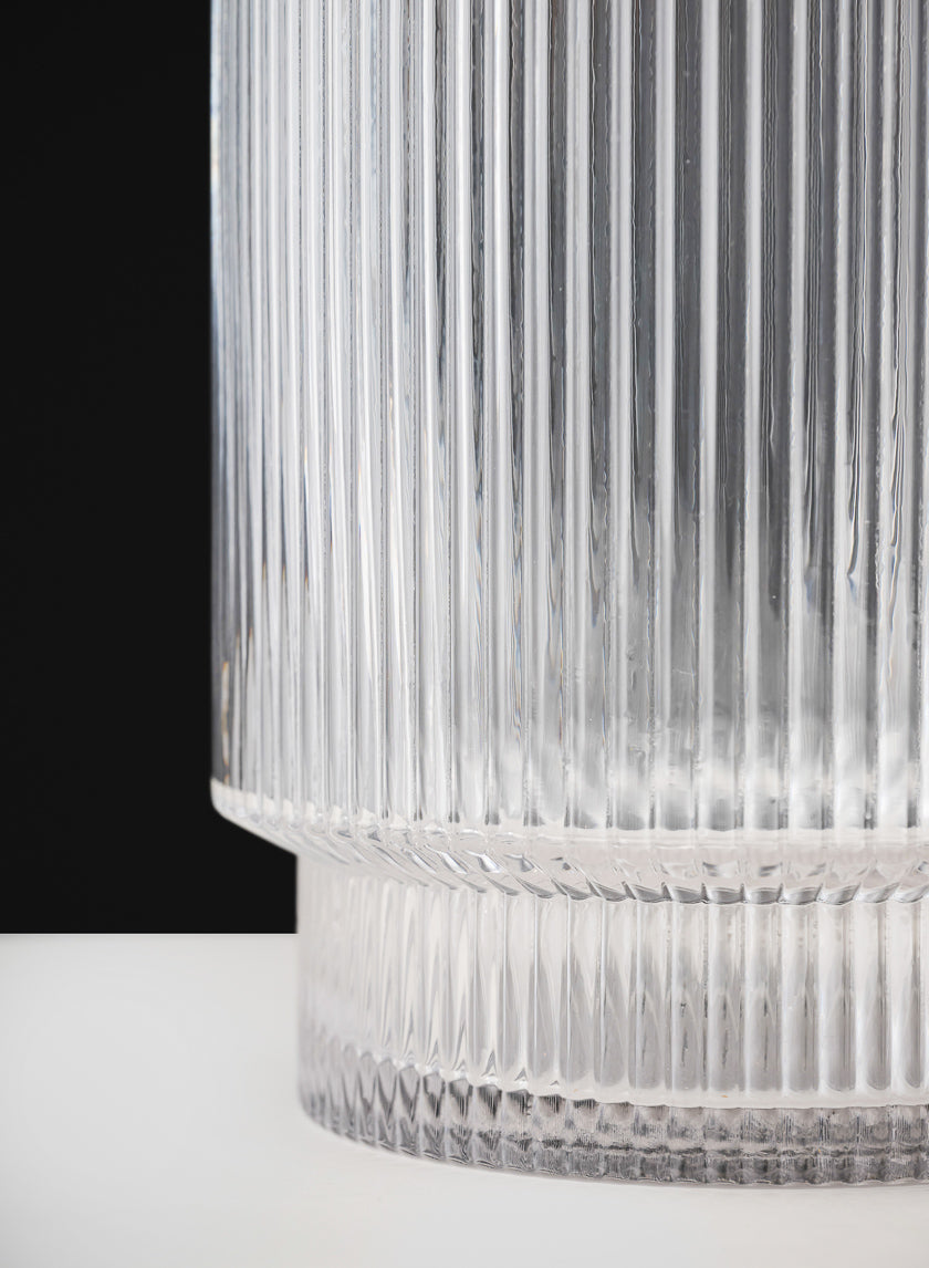 11in Tall Pleated Glass Cylinder Decor Jamali Garden