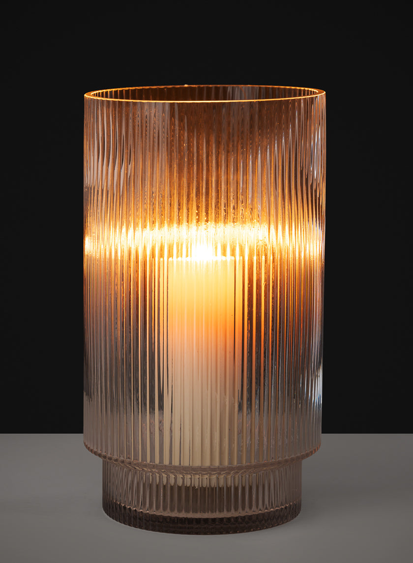 11in Tall Pleated Glass Cylinder Decor Jamali Garden