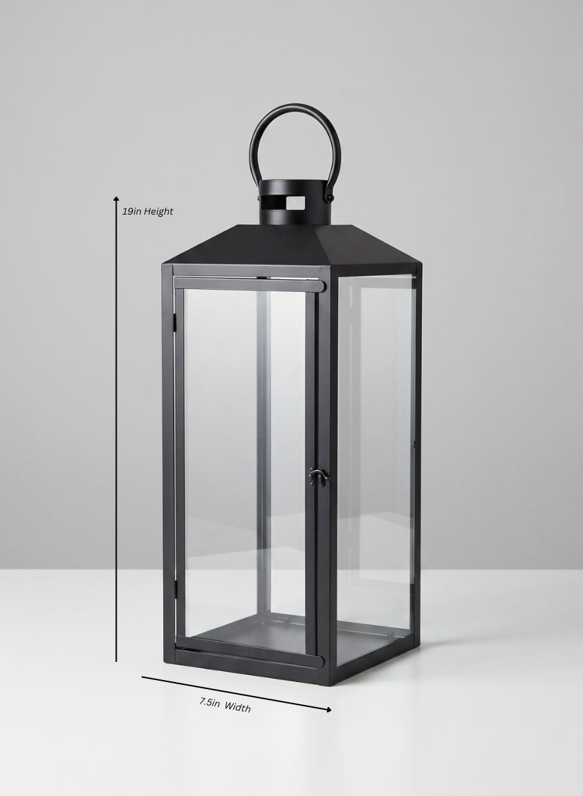 Black Monterey Lantern Decor Jamali Garden Black 19in Tall EACH