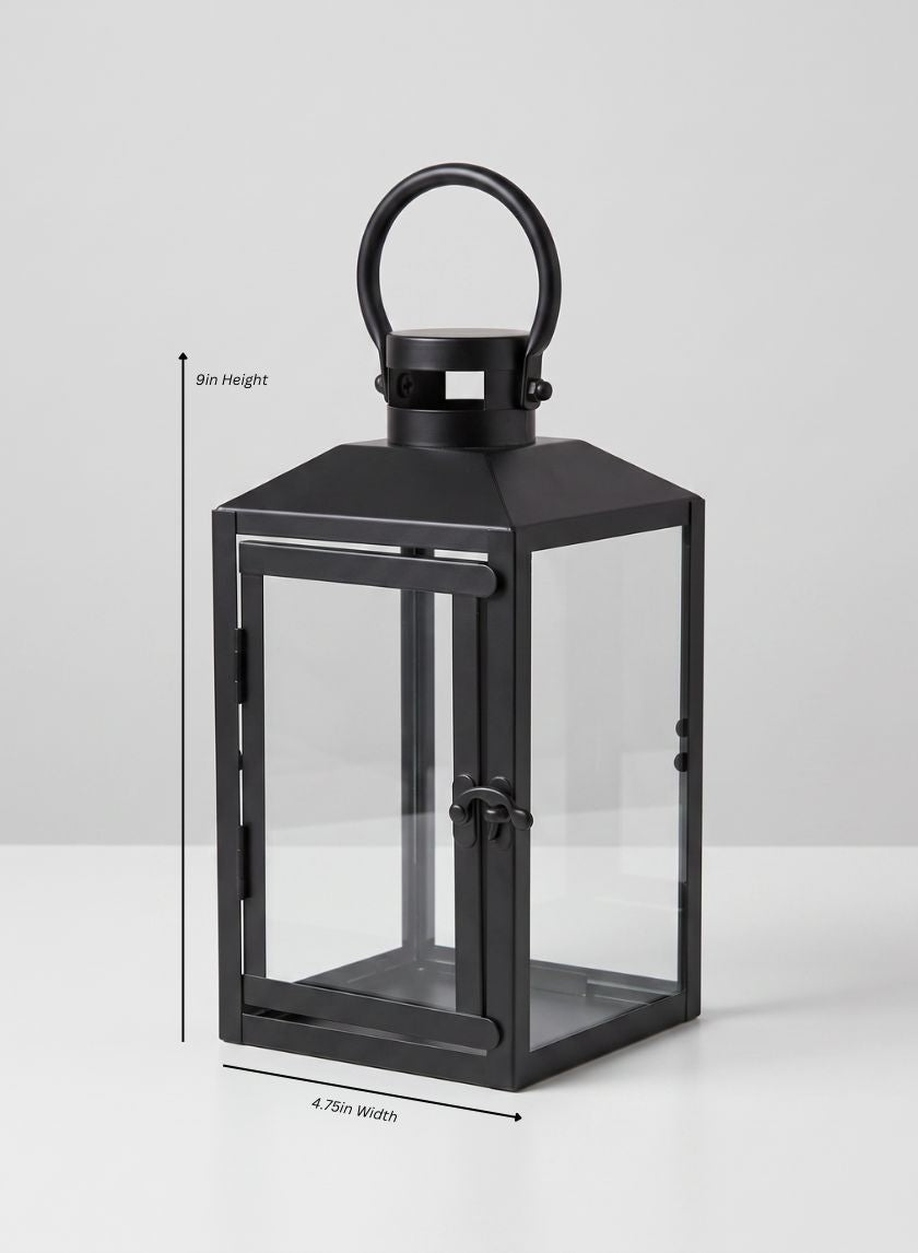 Black Monterey Lantern Decor Jamali Garden Black 9in Tall EACH