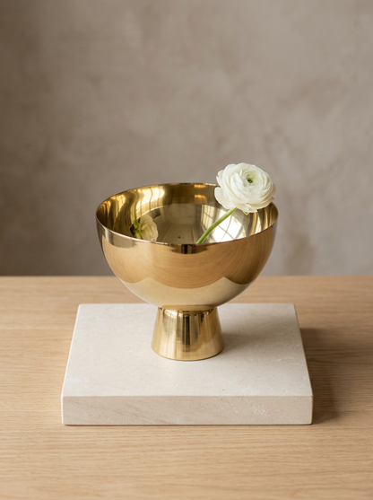 Le Mans Gold Finish Pedestal Stainless Steel Bowl Decor Jamali Garden
