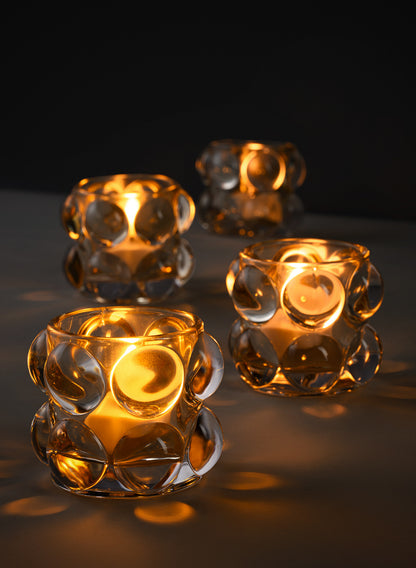 2.5in Tall Bijoux Tea Glass Light Holder, Set of 4 Decor Jamali Garden