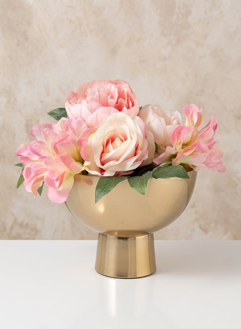 Le Mans Gold Finish Pedestal Stainless Steel Bowl Decor Jamali Garden