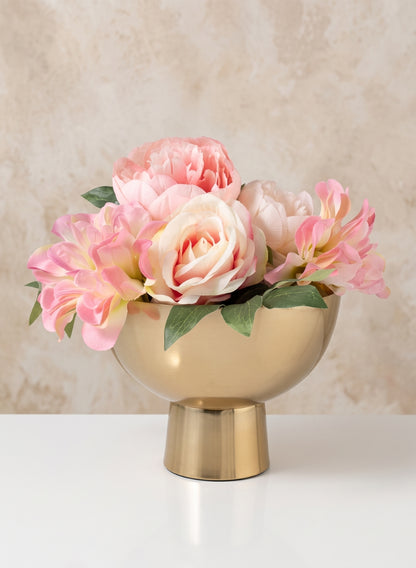 Le Mans Gold Finish Pedestal Stainless Steel Bowl Decor Jamali Garden