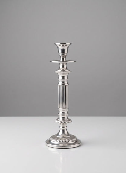 10in Tall Armand Silver Taper Candle Holder Decor Jamali Garden