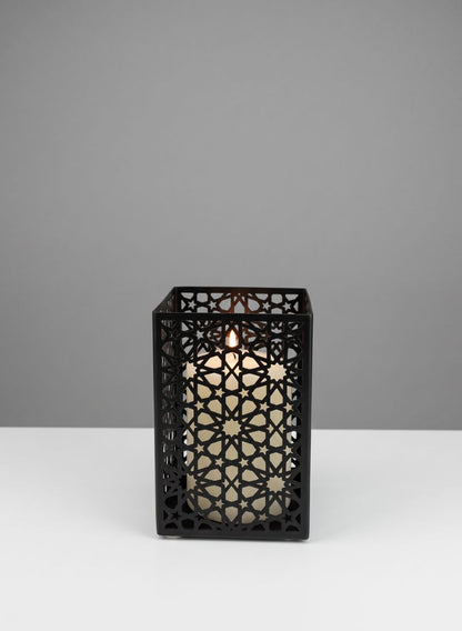 6in Tall Matte Black Moor Candle Holder Decor Jamali Garden