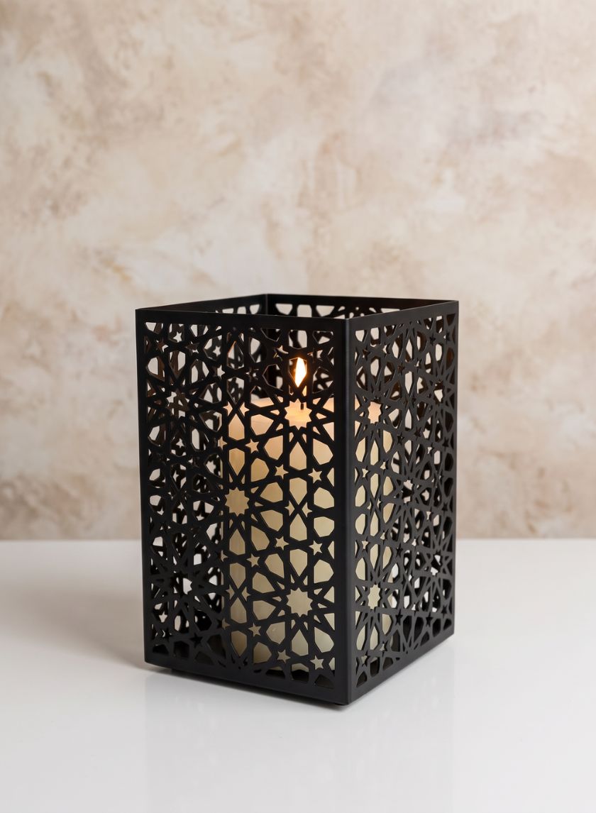 6in Tall Matte Black Moor Candle Holder Decor Jamali Garden