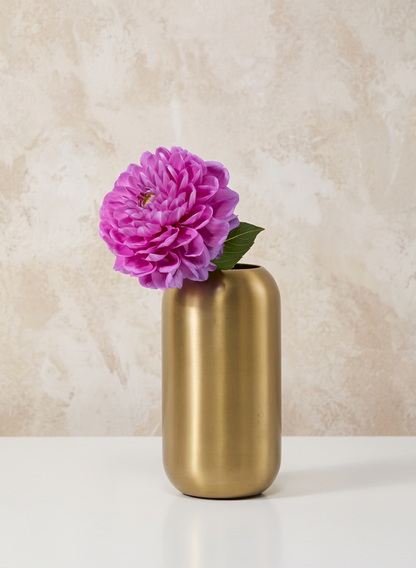 5.5in Tall Bretagne Matte Gold Steel Capsule Vase Decor Jamali Garden
