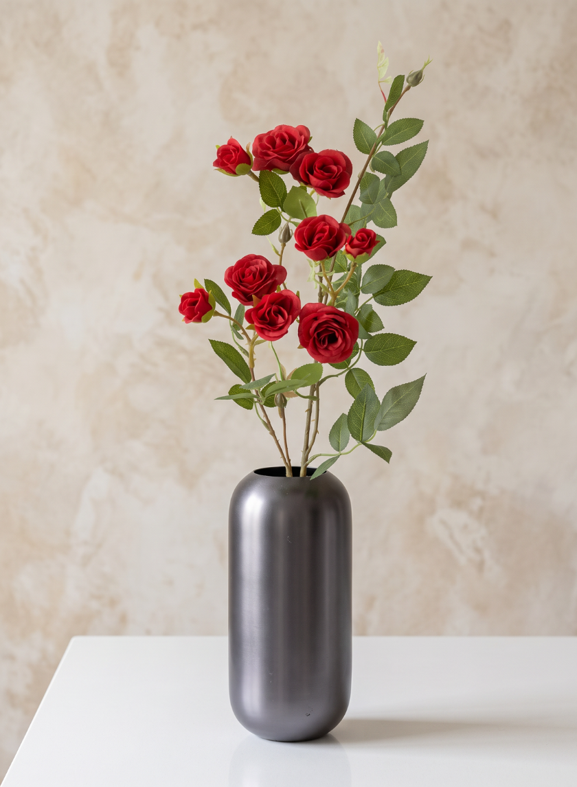9in Tall Oviedo Stainless Steel Platinum Bullet Vase Decor Jamali Garden