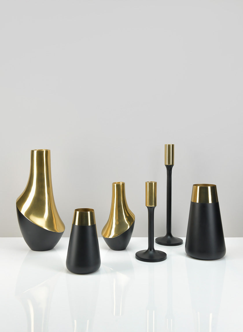 Zaragoza Stainless Steel Black & Gold Vase