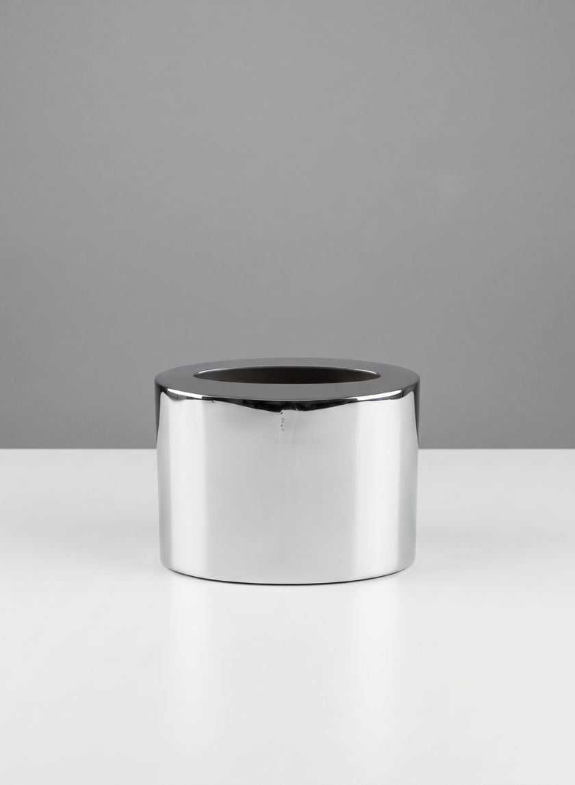 8in Wide Oval Bamboche Stainless Steel Vase Decor Jamali Garden
