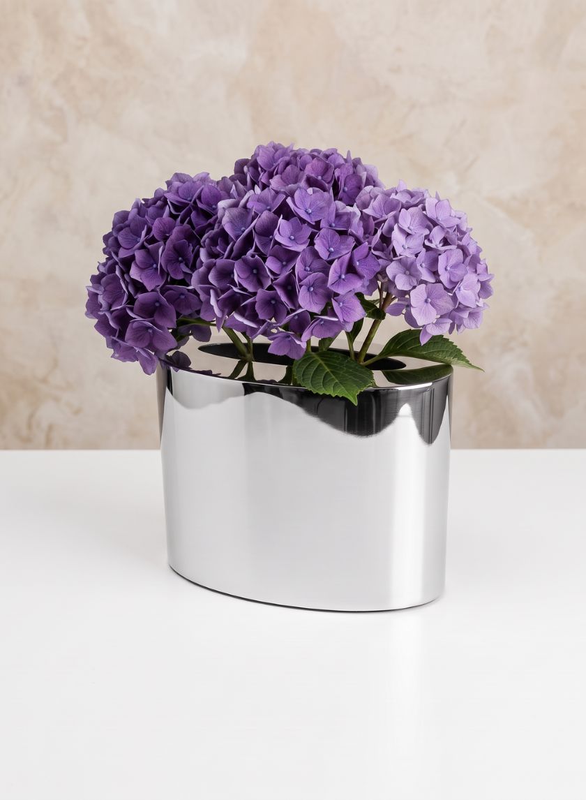 8in Oval Bamboche Stainless Steel Vase Decor Jamali Garden