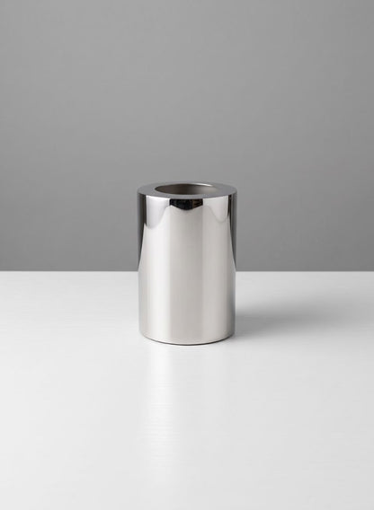 6in Tall Bamboche Stainless Steel Silver Cylinder Decor Jamali Garden