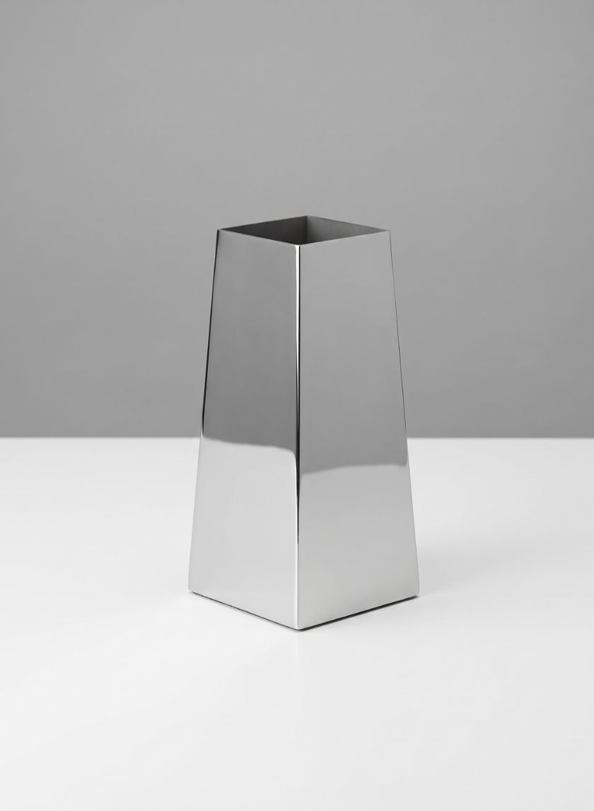 10in Tall Epoque Stainless Steel Deco Vase