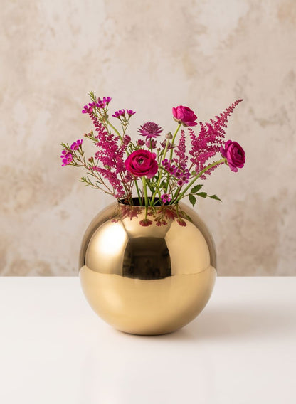 5in Wide Fluterie Gold Stainless Steel Fishbowl Decor Jamali Garden