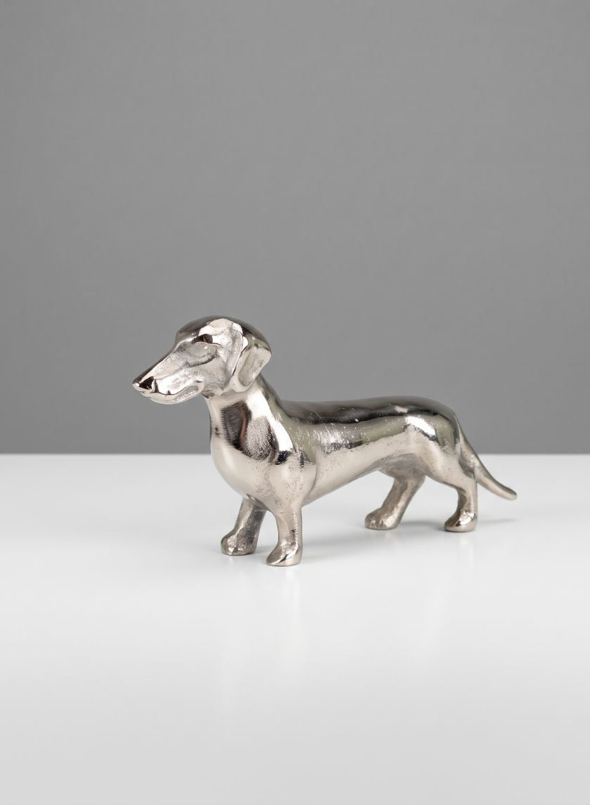 3.5in Tall Silver Dachshund Dog, Set of 2 Decor Jamali Garden