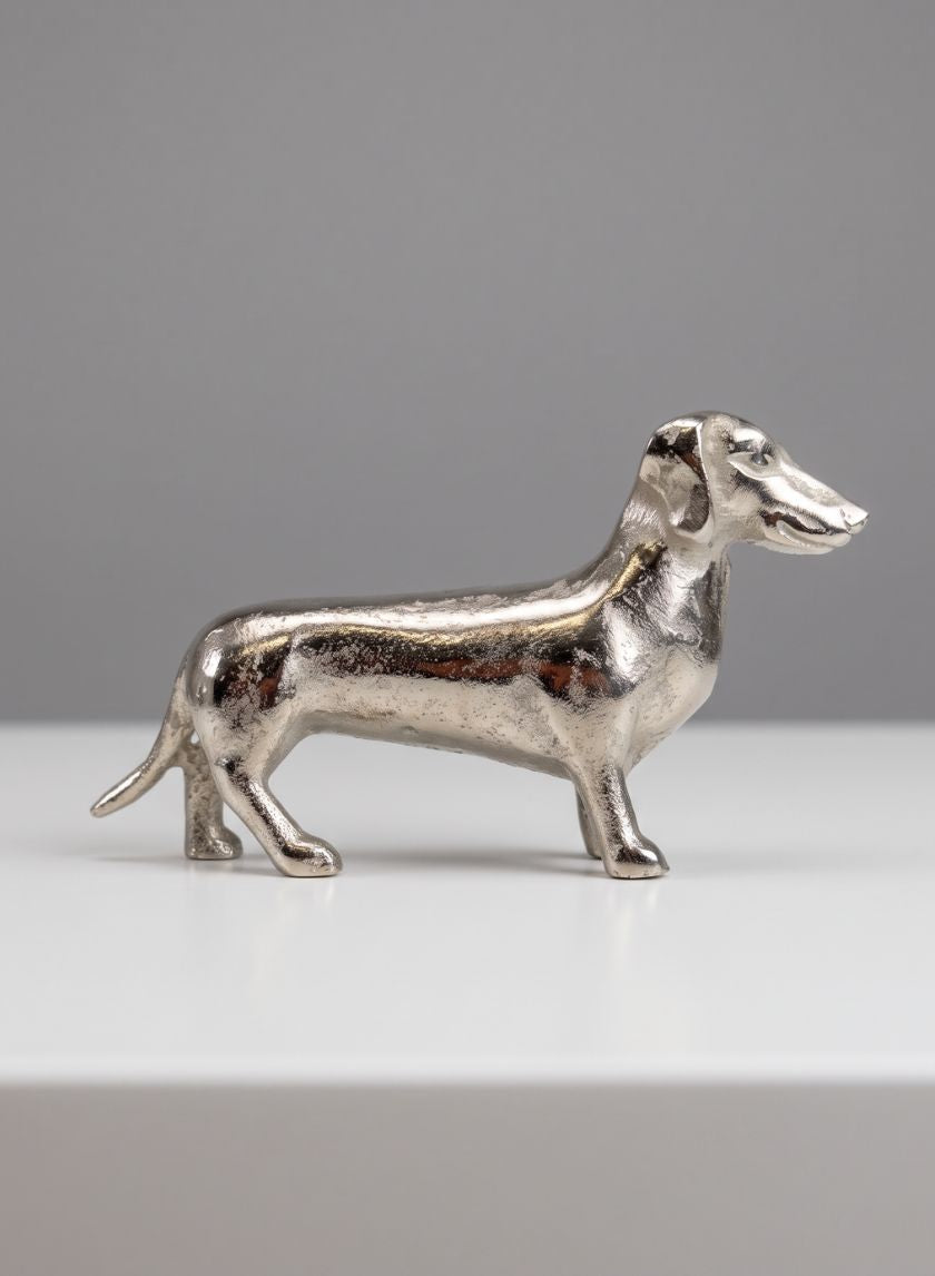 3.5in Tall Silver Dachshund Dog, Set of 2 Decor Jamali Garden