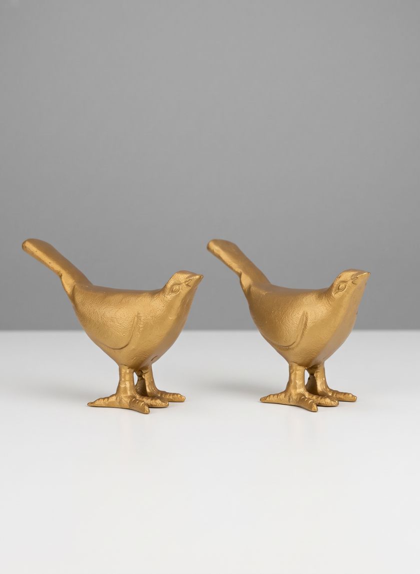 3.5in Tall Gold Deco Bird, Set of 2