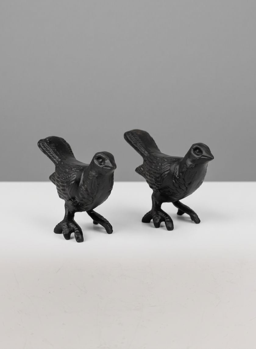 3.25in Tall Black Deco Bird, Set of 2 Decor Jamali Garden