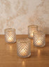 3.5in Tall Brilliant Gold Rim Glass Votive Holder, Set of 4 Decor Jamali Garden