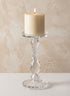 11in Tall Clear Crystal Look Glass Pillar and Taper Decor Jamali Garden