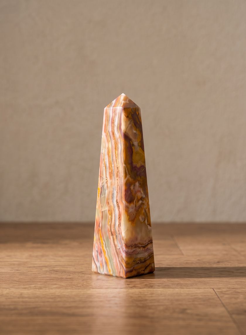 6in Tall Balochistan Green Onyx Obelisk Decor Jamali Garden
