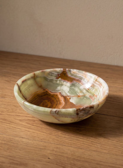 6in Wide Balochistan Green Onyx Bowl Decor Jamali Garden