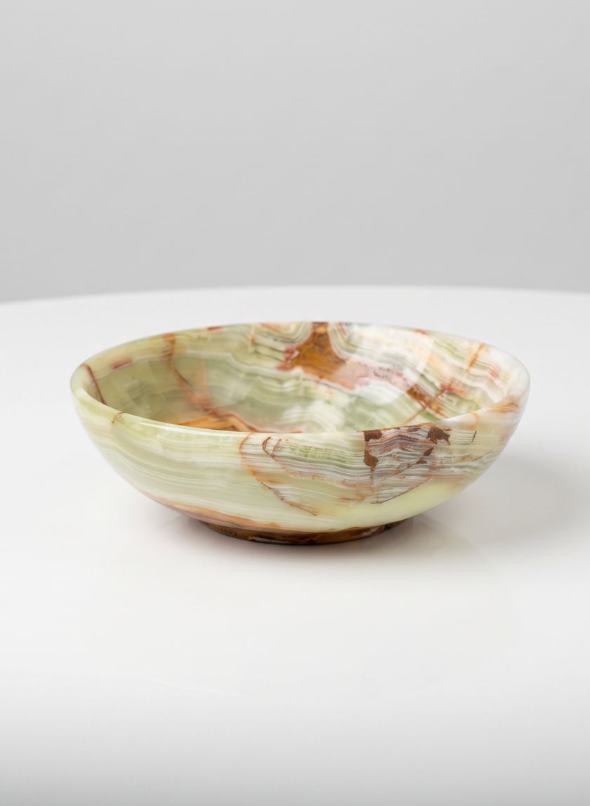 6in Wide Balochistan Green Onyx Bowl Decor Jamali Garden