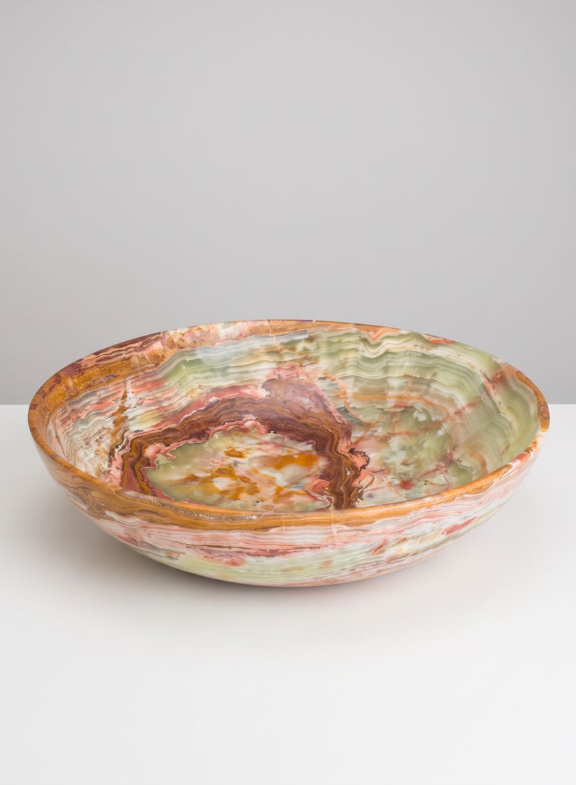 12in Wide Balochistan Giant Green Onyx Bowl Decor Jamali Garden