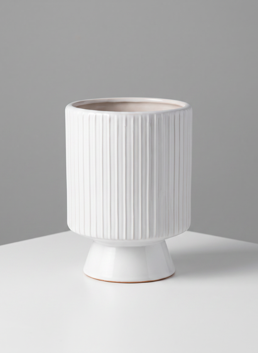 Florist Choice White Cachepot with Base