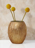 6in Tall Pleated Amber Glass Vase Decor Jamali Garden