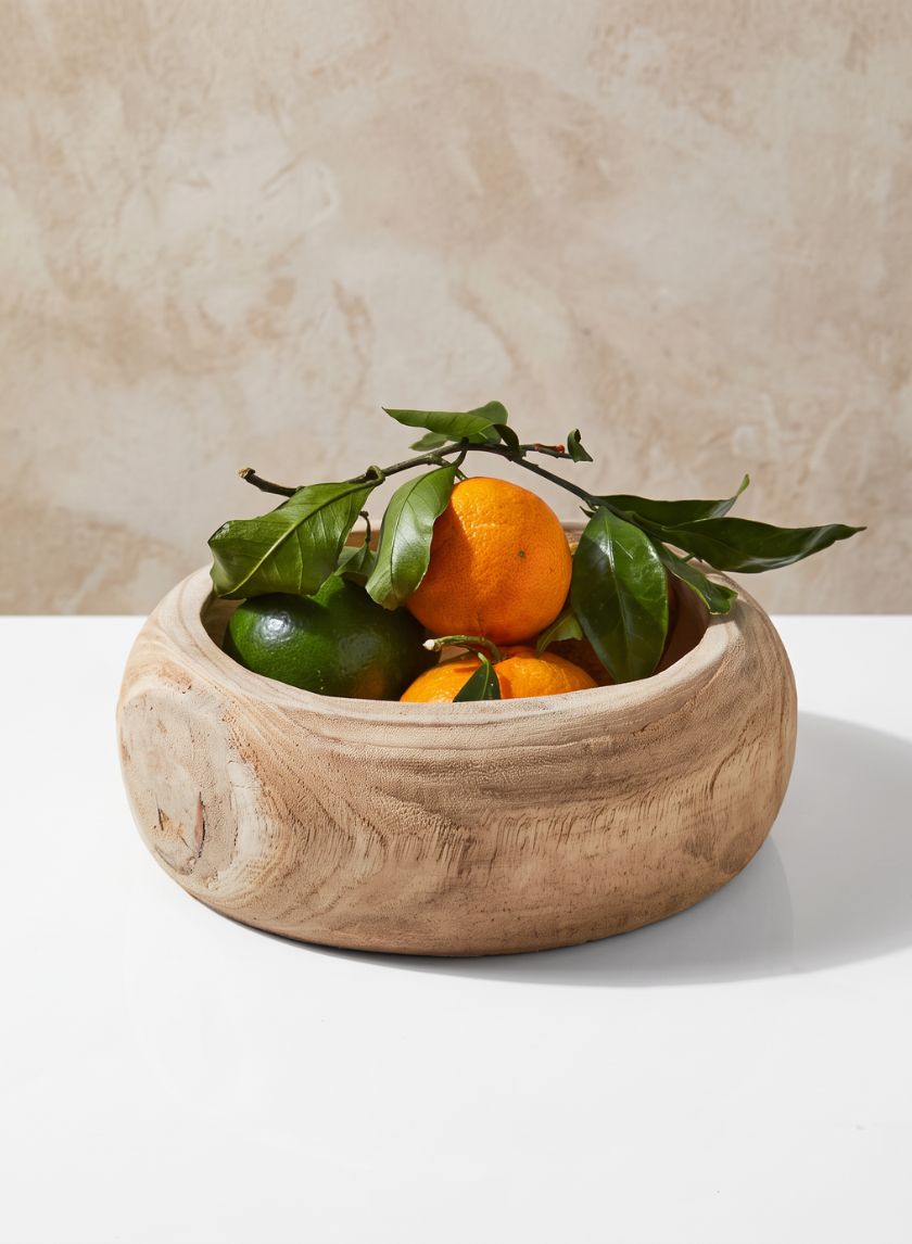9.5in Wide Round Paulownia Wood Bowl