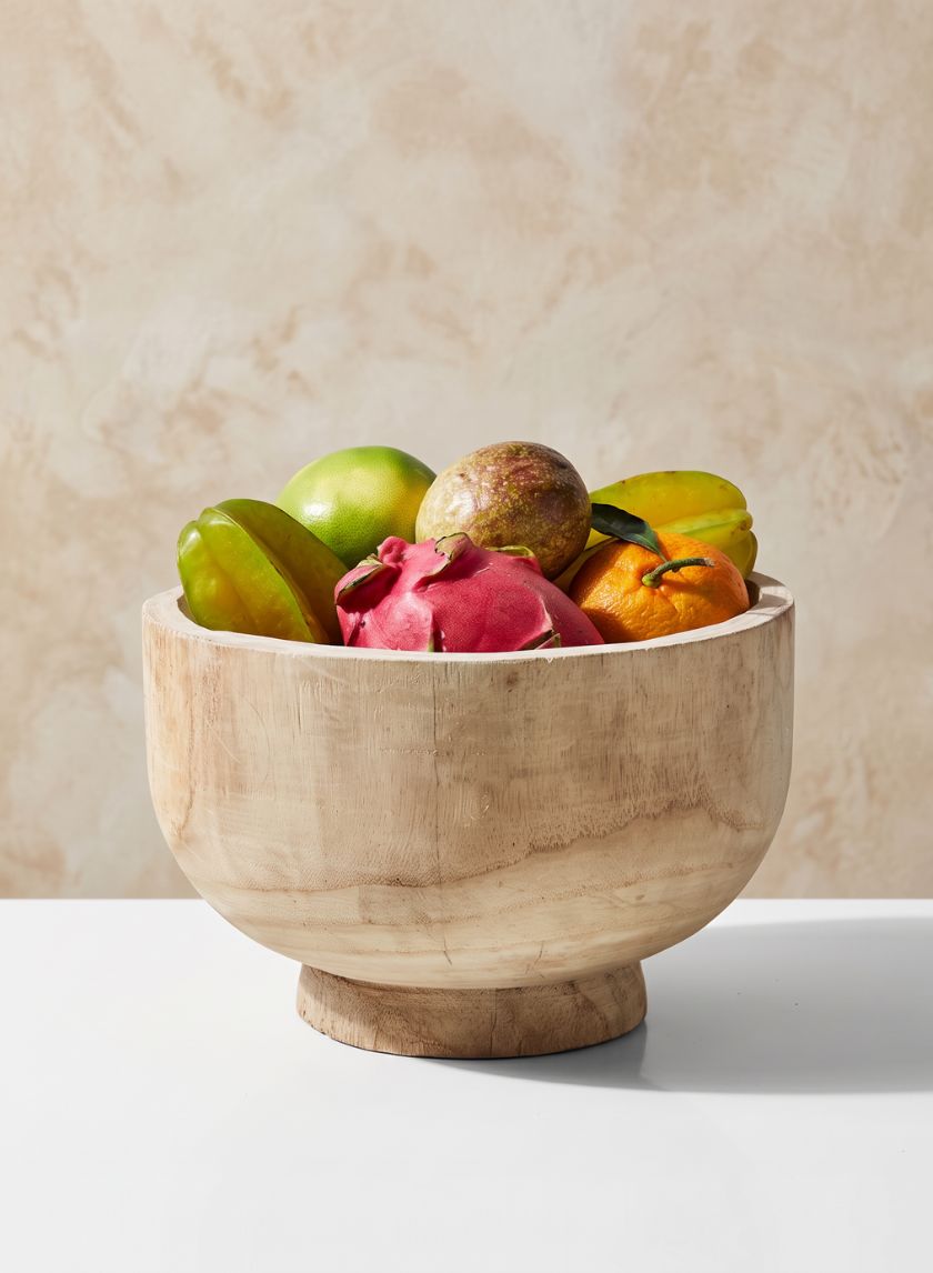 11in Wide Round Paulownia Wood Bowl