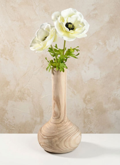 12in Tall Paulownia Wood Bottle Vase, Set of 2 Decor Jamali Garden