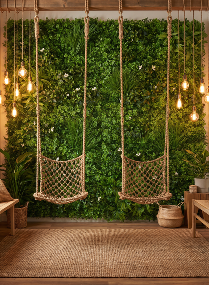 39in Square Mixed Greens Mat Decor Jamali Garden