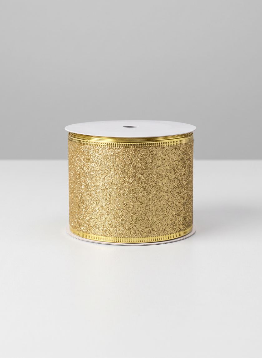 2.5in x 10 yards Shimmer Gold Glitter Ribbon