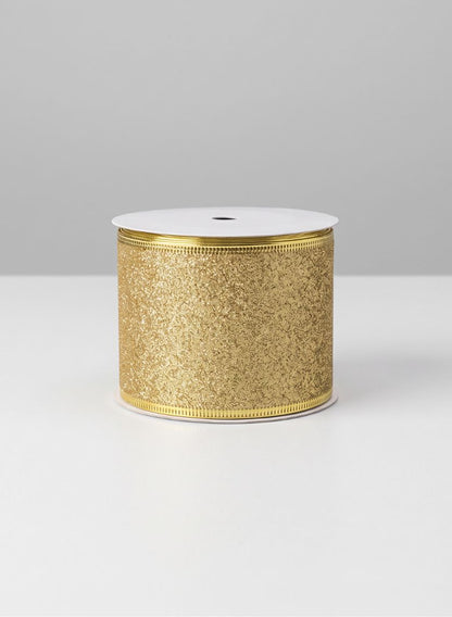 2.5in x 10 yards Shimmer Gold Glitter Ribbon