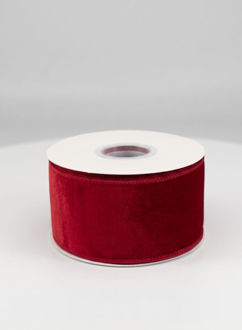 2.5in x 10 yards Holiday Red Velvet Wired Ribbon