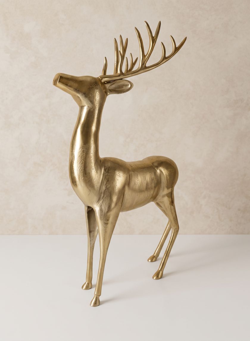 36.5in Tall Gold Metal Reindeer Decor Jamali Garden