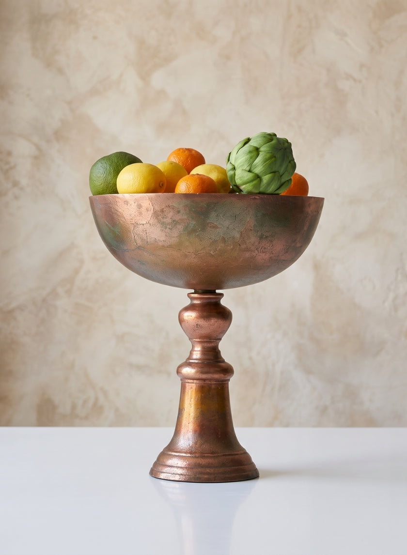 14in Tall Old Copper Bowl Decor Jamali Garden