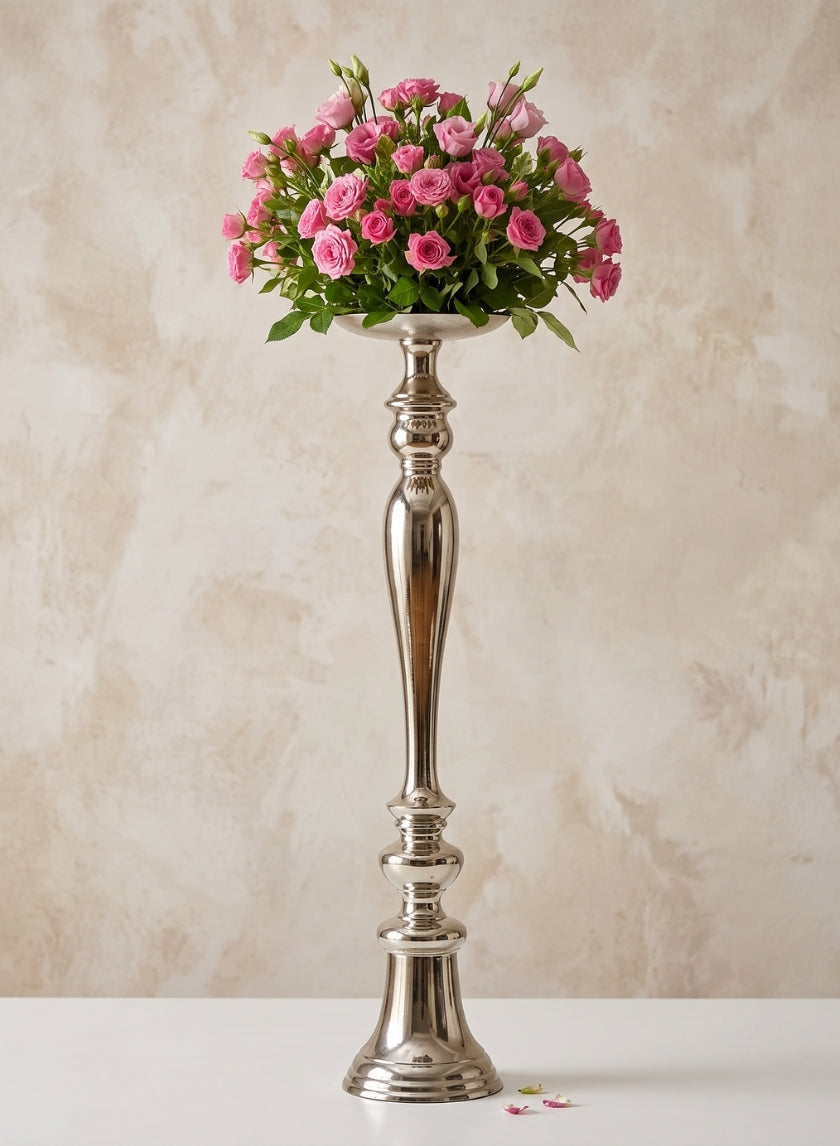 29.5in Tall Nickel Floral Stand Decor Jamali Garden