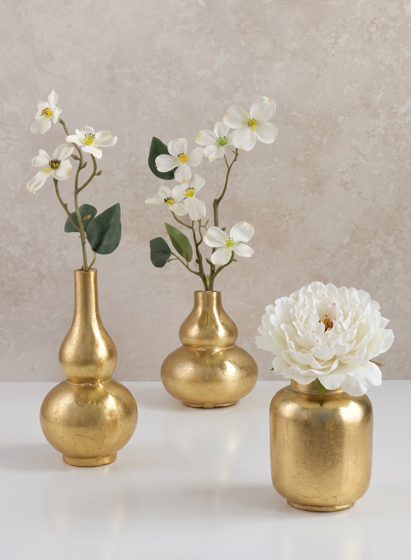 Orseil Deco Mini Aluminum Vases, Old Gold, Set of 3 Decor Jamali Garden