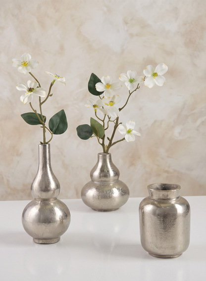 Orseil Deco Mini Aluminum Vases, Old Silver, Set of 3 Decor Jamali Garden