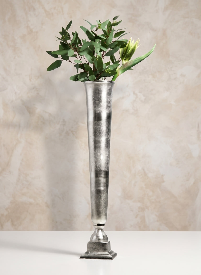 31.5in Tall Nickel Trumpet Vase Decor Jamali Garden