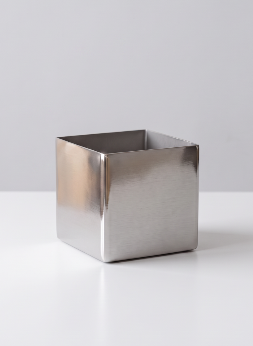 3in Polish Stainless Steel Cube Vase
