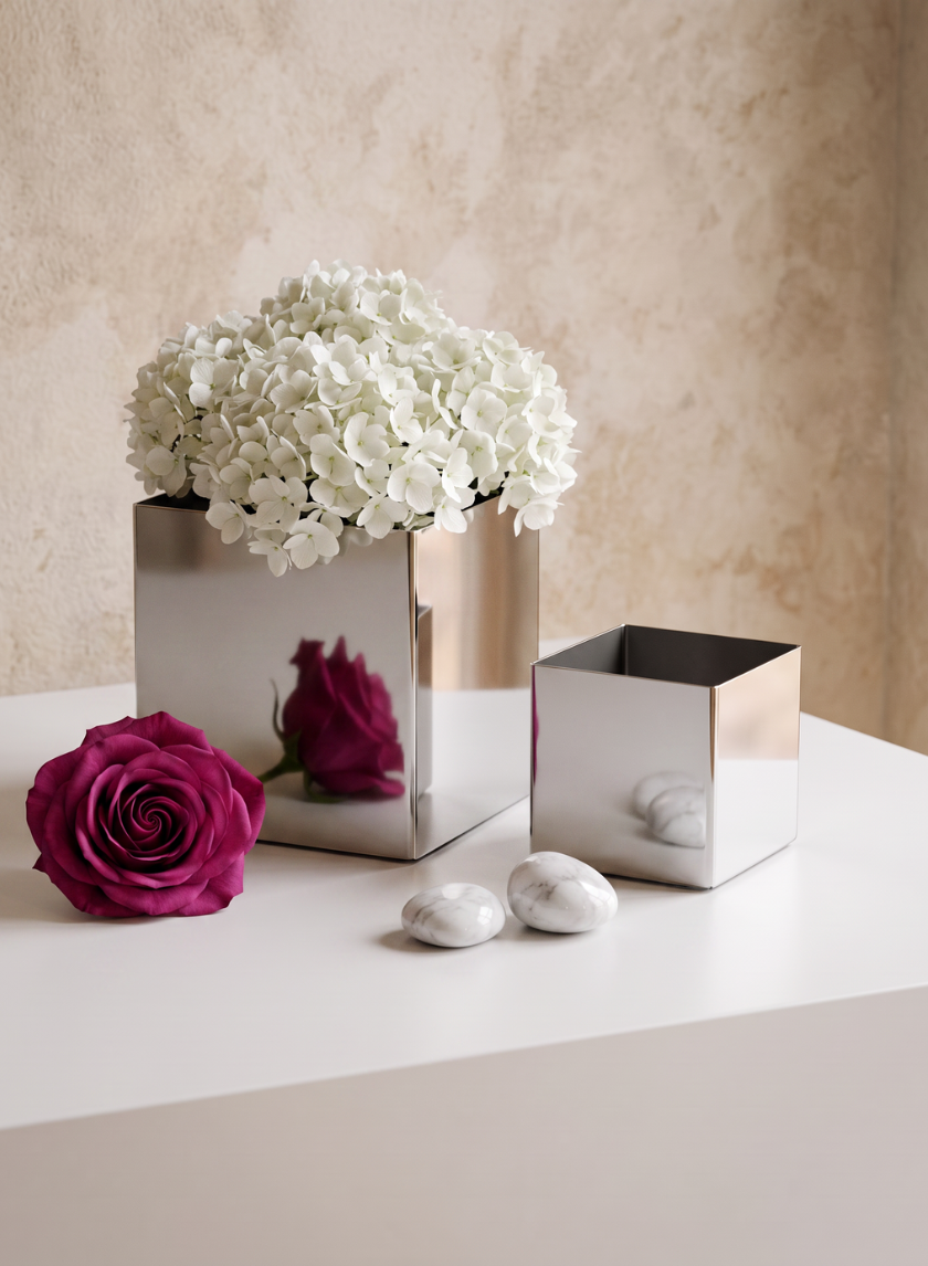 Stainless Steel Cube Vase Decor Jamali Garden