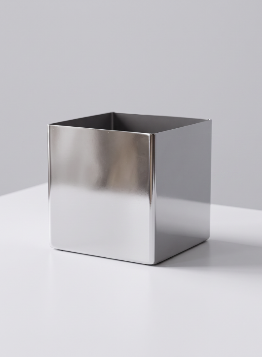 5in Polish Stainless Steel Cube Vase