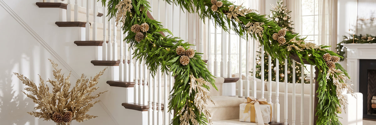 Chirstmas pine decore in your home with lightings