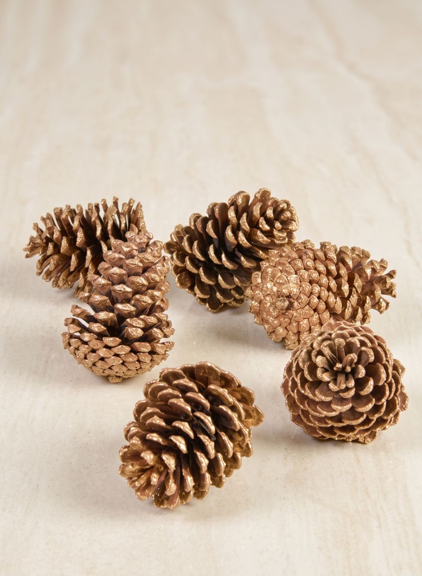 4in Long Large Golden Pinecone Decor Jamali Garden